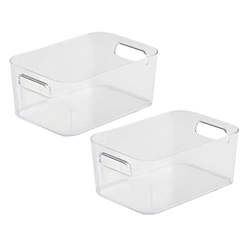 TIENDA EURASIA® Cajas de Almacenaje con Asas - Organizadores de Plástico Multiusos - Ideales para baño, cocina, salón, dormitorio (Transparente, 2 Cajas - 25,5 x 17 x 11 cm - 3,6 L)