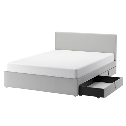 ProTuning GLADSTAD Cama tapizada, 4 cajas de almacenamiento, Kabusa gris claro, 160x200 cm