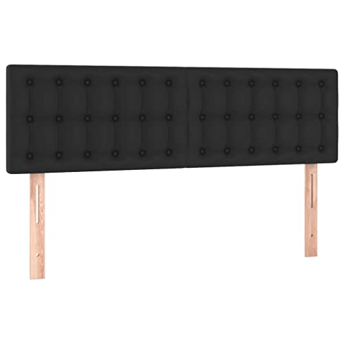 vidaXL Têtes de Lit Meubles de Chambre à Coucher Accessoires de Lit Simple Têtes de Cadre de Lit Intérieur Noir 144x5x78/88 cm Similicuir