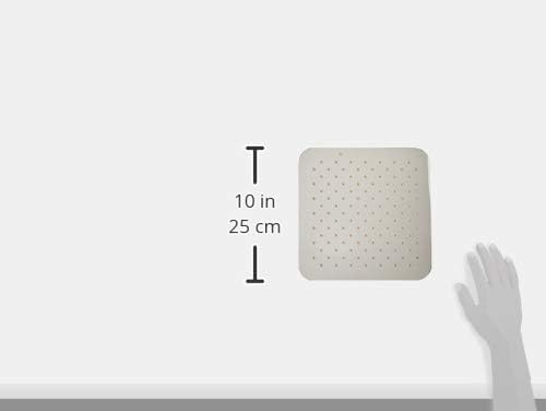 Diagram znázorňující rozměry sprchové hlavice o straně 25 cm (10 palců) čtverečních