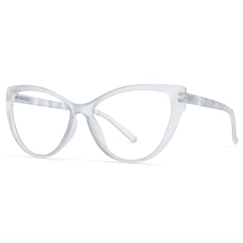 Image of Blue Light Blocking Cat Eye Glasses for Women Transparent Frame Anti UV Protection Zero Power Computer Glasses Lightweight Optical Frame