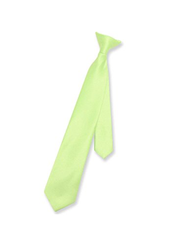 Vesuvio Napoli Boy's CLIP-ON NeckTie Solid LIME GREEN Color Youth Neck Tie