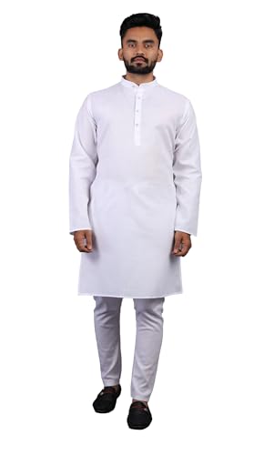 Image of Men's Cotton Blend Plain Kurta Comfortable and Stylish