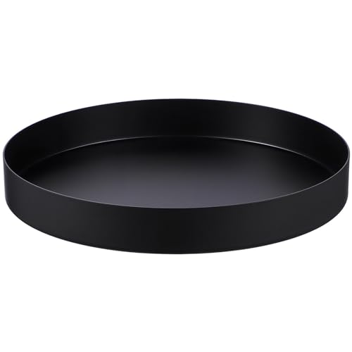 HOLIDYOYO 黒 ラウンド トレイ 装飾 メタル サービング トレート コーヒー テーブル トレイ キャンドル トレイ 20Cm ステンレス スチール サークル トレイ 装飾 紅茶 トレイ 用 カウンタートップ センターピース ファームハウス トレイ