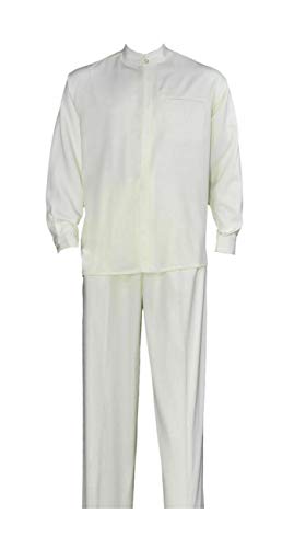Banded Collar Long Sleeve Walking Suit M2826-Cream-6XL-58 - Main Image