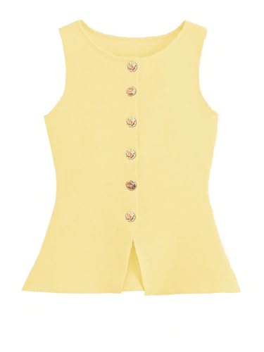 GORGLITTER Women's Sleeveless Sweater Knit Vest Tops Trendy Dressy Business Casual Metallic Button Up Cardigan Tops2