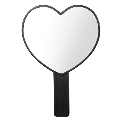 Espejo de mano en forma de corazón con asa, espejo de mano portát...