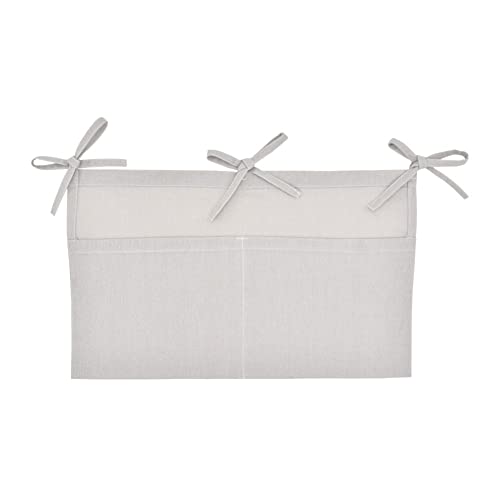 YeeMan Linen Baby Bedside Hanging Storage Bag,2 Pockets Organizer for Baby Cribs and Toys (Light Gray)