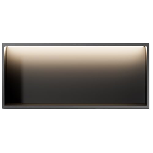 Estantes rectangulares empotrables para champú y jabón, color negro mate, reposapiés y soporte para papel higiénico, 120 x 28 x 12 cm, solución de almacenamiento que ahorra espacio
