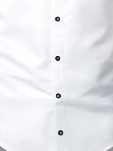 Image of BABIRUSA Men's Cotton Blend Shirt with Solid Bottom Down Long Sleeve Spread Collared Neck Regular Fit and Standard Length | Shirt for Man