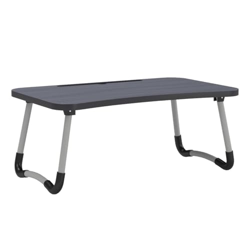 Image of MemeHo Multi-Purpose Foldable Laptop Table for Bed & Sofa | Portable Study Desk, Breakfast & Reading Table | Ergonomic Design, Non-Slip Legs | Fits up to 17 inch Laptop with Cup Holder (Black)