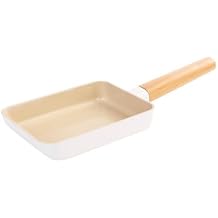 Tamagoyaki Egg Pan, Nonstick Japanese Omelette Pan with Wood Handle, Ceramic Coating Rectangular Tamagoyaki Pan Small Frying Pan Skillet for Eggs, Sandwiches, Pancakes, Omelets, 7x5 Inch