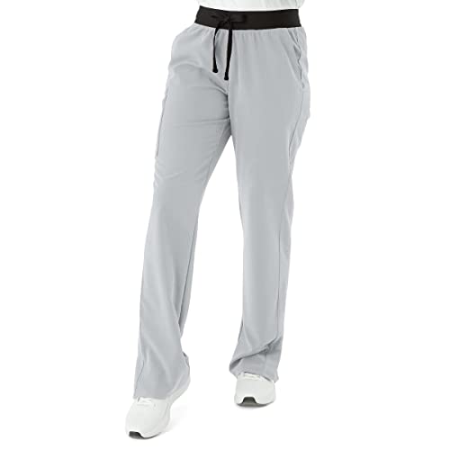 Image of ave. Women's Varick Six Pocket Midrise Straight Leg Scrub Pant in Gray, XXS Tall