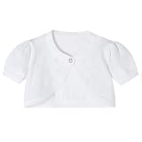RIMILLCESS Toddler Girl Cardigan 2T White Baby Bolero Shrug Top Sweater Short Sleeve Crochet Knitted