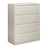 HON 800-Series Lateral File with Lock, 4 Drawers, 53'H x 42'W x 19 1/4'D, Light Gray