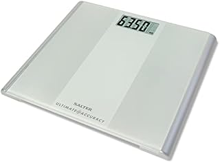 Salter 9009 WH3R Premium Ultimate Accuracy Electronic Scale, 180 Kg Maximum Capacity, Measures 50 g Increments, Step On for Readings, Carpet Feet, Weighing Scales, White,