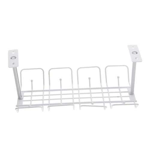 Cesta de malla para cables Healifty para debajo de la estantería para gestión de cables, organizador bajo escritorio para almacenamiento en casa, cocina u oficina, color gris