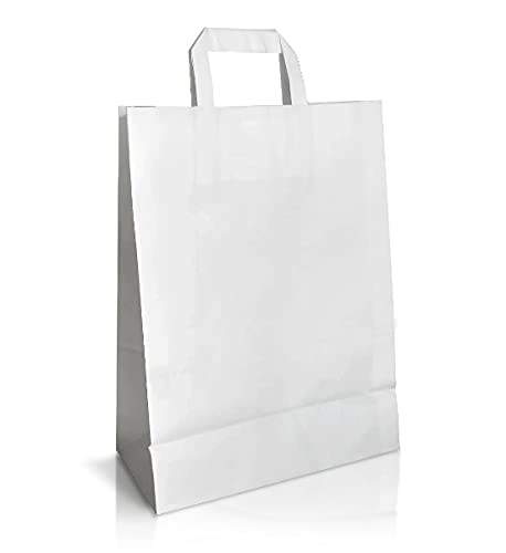 Kraft White Paper Bags for Christmas Wedding Birthday Party Party Favor Bags | Party Treat Sweet Candy Gift Paper Bags with Handles | Celebrations Gift Bags Easter Paper Bags (20, Medium)