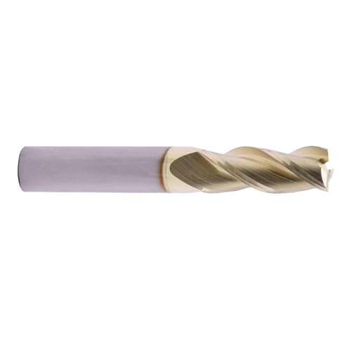 Image of 3 /8 inch 3 Flute Solid Carbide Square End Mill for Aluminum, ZrN Coated | 37 Helix, 3 /8 inch Cutting Dia, 3 /8 inch Shank Dia, 1 inch Length of Cut, 2-1 /2 inch Overall Length, for Milling Aluminum and Copper