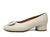  OSVALDO PERICOLI Escarpins en cuir beige crème, talon bas 3 cm, E5CR35, beige#a, 35 EU