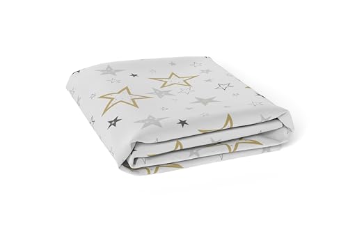 Kushies Baby 100% Breathable Cotton Percale Baby Crib Sheet, Fully Elasticized - Made in Canada 28" x 52" Multi Golden Star by Kushies - Used condition - CA$7.23