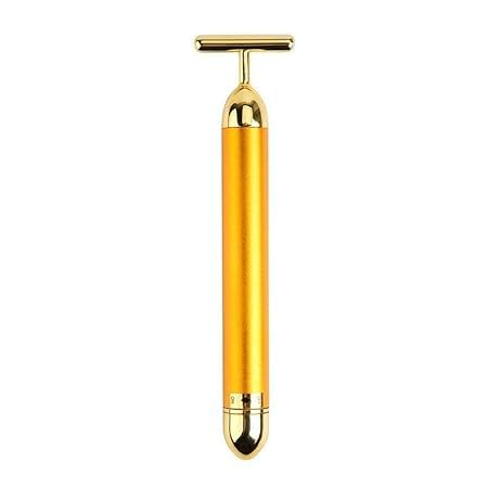 GEER ENTERPRISE Energy Beauty Bar 1Pc 24K Gold Electric Vibration Facial Massage for Roller Waterproof Face Skin Care T-Shaped Anti Wrinkle Massager for Forehead, Cheek,Neck,Clavicle Arm Leg