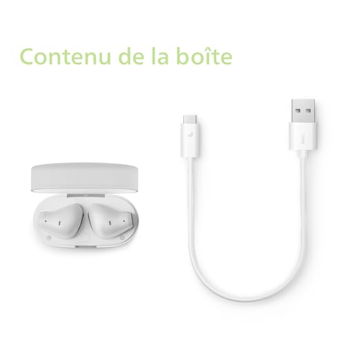 Philips TAT2139WT00 écouteurs Intra Auriculaires sans Fil Petits Embouts Bon Rapport qualité Prix Son Naturel avec Basses dynamiques appels clairs et étui de Chargement de Poche - vue 3