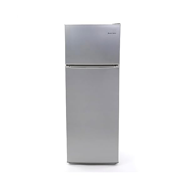 West Bend WBRT73S Apartment Refrigerator Freestanding Slim Design Full Fridge with Top Freezer for Condo, House, Small Kitchen Use, 7.4 cu.ft, Metallic