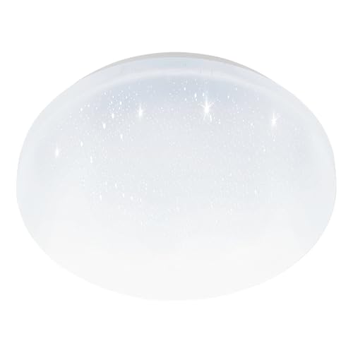 EGLO Lámpara de techo de cocina LED Pogliola-E, lámpara de techo con efecto cristal, foco de metal y plástico blanco, blanco neutro, Ø 22 cm