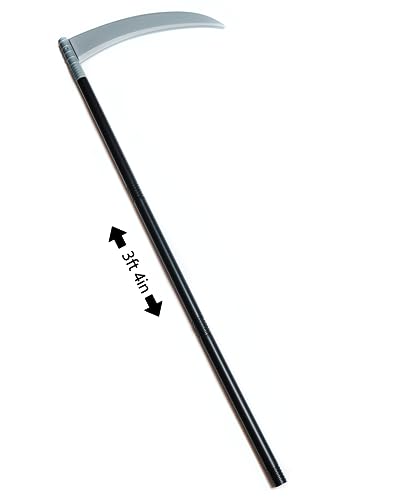 Happy Hippo Grim Reaper Scythe Prop for Halloween; Adult or Kids Grim Reaper Costume Accessories, Faux Scythe Blade & Adjustable Handle; Grim Reaper Sickle Toy