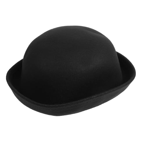 La mejor selección de Bombines para Mujer los mejores 10. 46 Ipetboom Sombrero Bombín de Lana para Mujer con Borde Enrollado Accesorio de Moda Negro para Invierno