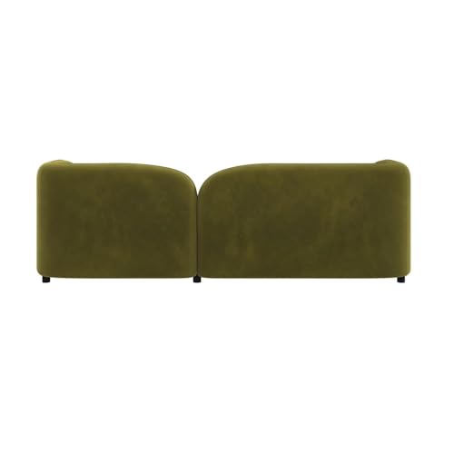 Image of CRAFTCITY Curved 3 Seater Cloud Sofa Upholstered 3 Seater Sofa for Living Room Bedroom Home Office Meeting Room Velvet Fabric Sofa (Green)