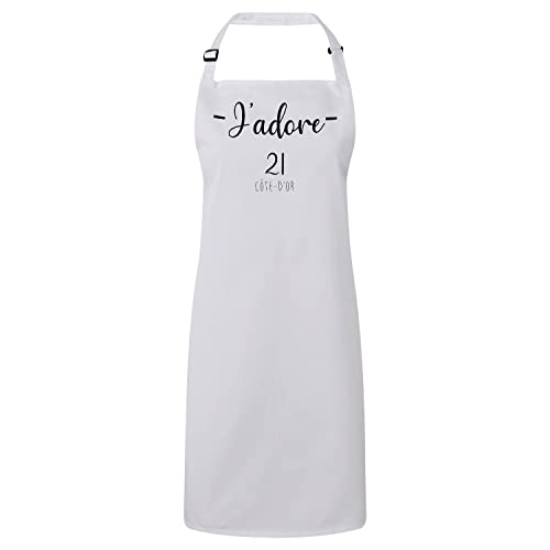 Tablier Cuisine J'Adore 21 Cote d'Or - Idéal pour Vos Repas de Famille et Barbecues en Bourgogne