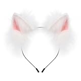 HAOAN Handmade Faux Fur Animal Cat Ears Headband Furry Fox Wolf Hairhoop Headwear Costume Accessory