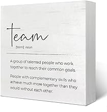KOPUTE Schreibtisch-Dekoration – Team-Definition-Holz-Schild, Schreibtischdekoration, Büro für die Arbeit, inspirierende Bürodekoration, Wertschätzungsgeschenke für Kollegen, Teamwork-Geschenke, 17,8