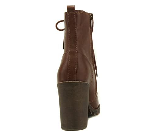 Image of Soda Women's Malia Faux Lace Up Chunky Lug Sole Combat Boot