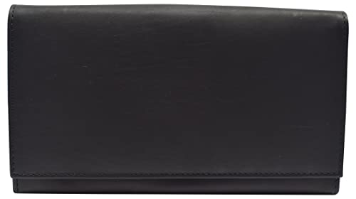 Womens Wallet RFID Blocking Genuine Leather Large Capacity Clutch Purse Smartphone Wallet Credit Card Holder (Black)4