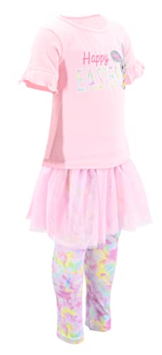 Image of Unique Baby Girls 2 Piece Clothing Set for Toddlers and Kids Short Sleeve Holiday Graphic Tee and Leggings