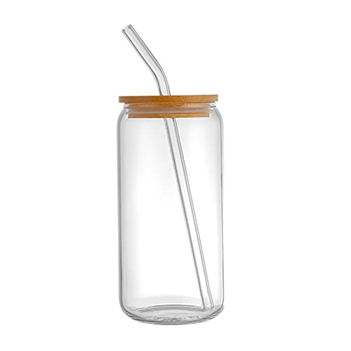 Vasos con tapa bambú y sorbete de vidrio 18oz set 4 pzas