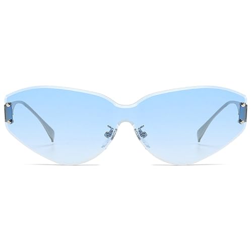 Luxury Fashion Cat Eye Sunglasses Women Ladies One-Piece Sun Glasses Men Oversized Sunglassses Rimless Eyeglasses N47