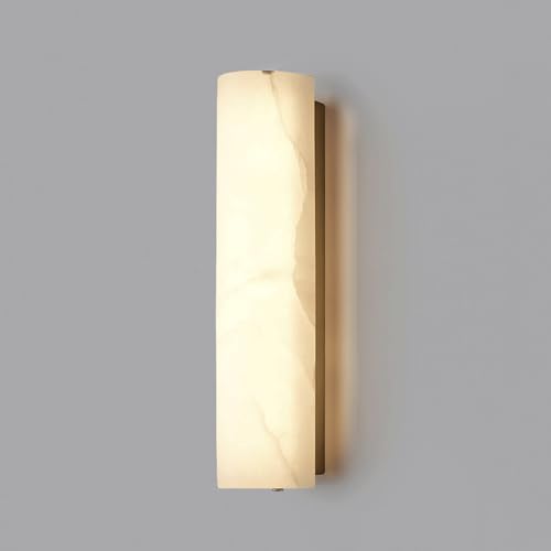 Aplique Pared Alabastro - Lámpara Pared Cilíndrica Mármol Natural 18W Cableado Fijo LED 3000K Apliques Pared Modernos Alabastro Luminarias Tocador Lámparas Pared Piedra Mármol España Para Comedor Sala