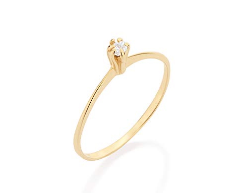 Anel solitário folheado a ouro com zircônia - Branco - 512180 - Rommanel Cor:Branco;Tamanho:16