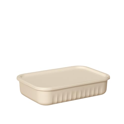 Image of KREPS Multi Purpose Plastic Storage Bins Stackable Organizer Boxes with Lids, Stackable Crates for Home & Kitchen, items like books, clothes, snacks, toys. (Pack Of 1, Small - 35 X 24 X 8 CM)