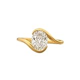 14K Yellow Gold Oval Cut Engagement Ring for Women Modern Bypass Solitaire Ring Minimalist Promise Ring Unique Wedding Jewelry Gift for Her