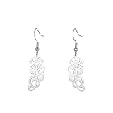 KKJOY Pendientes Colgantes Rosa Nota Agudos de Acero Inoxidable Pendientes Notas Florecen en Rosa Clave de Sol Joyas Regalo para Mujeres Amantes de la Música