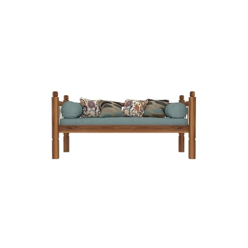 Image of Solid Sheesham Wood Sofa 2 Seater Sofa Diwan Bed for Home Living Room Wooden Couch Diwan Sofa Settee for Living Room and Office | Rosewood Three 2 Seater Sofa (Honey, 2 Seater) (2 Seater Sofa)