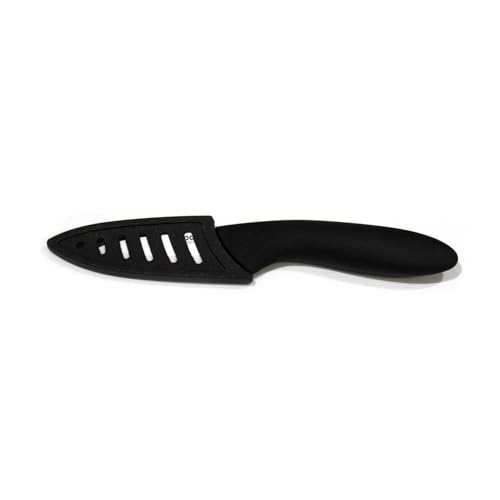 COOK CONCEPT, KD31231, Coltello in Ceramica da 75 cm con Impugnatura Morbida e Custodia Protettiva, Ideale per affettare Frutta e Verdura, Facile da Pulire, ergonomico, Colore Nero