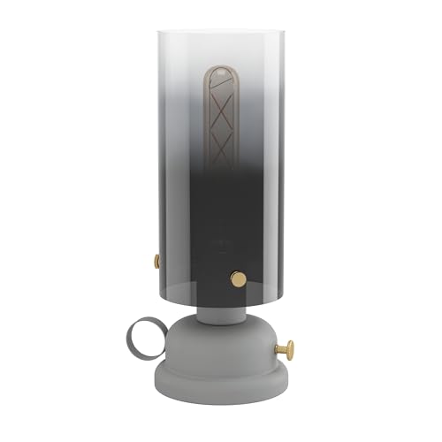 Eglo Lampe de table LED Gargrave, luminaire pour bureau design à huile, salon en métal gris, laiton et verre fumé, chevet avec douille E27