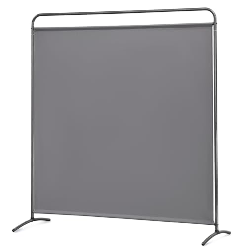 Angel Living Paravent 1 Teilig Raumteiler Freistehend Sichtschutzwand Raumteiler Stellwand Trennwand Sichtschutz für Büros, Balkon,Schlafzimmer,Außengarten,162.5 x 177cm (Grau)