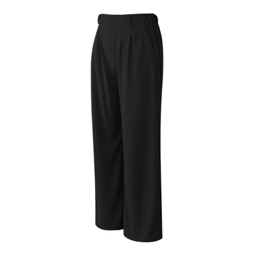 Women's Wide Leg Pants Elastic High Waisted Casual Waffle Palazzo Pants Trousers with Pockets4